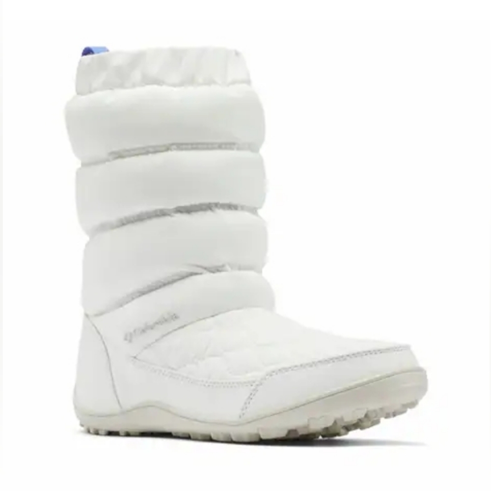 Columbia White Slip On Snow Boots Quilted Puffy Waterproof Insulated Cold Weathe